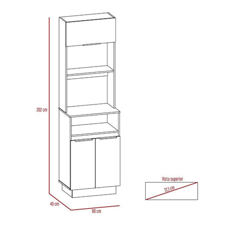 Mueble Microondas Tibet Rovere y Sombra 60 cm Con Tres Puertas y Entrepaños - Muebles Organizadores | Bylmo