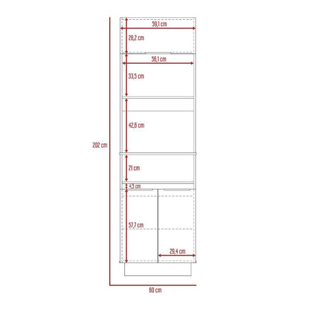 Mueble Microondas Tibet Rovere y Sombra 60 cm Con Tres Puertas y Entrepaños - Muebles Organizadores | Bylmo