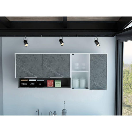 Mueble Superior con Cuatro Puertas Akita Onix y Blanco 150 cm - Cocinas | Bylmo