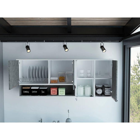 Mueble Superior con Cuatro Puertas Akita Onix y Blanco 150 cm - Cocinas | Bylmo