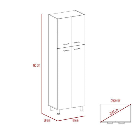 Alacena Ferreti Miel y Blanco 61 cm con Cuatro Puertas - Muebles Organizadores | Bylmo