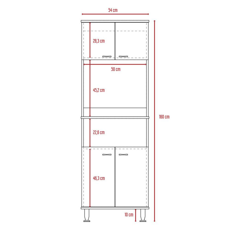 Mueble Microondas Fénix Rovere y Blanco 54 cm con Cuatro Puertas y Entrepaño