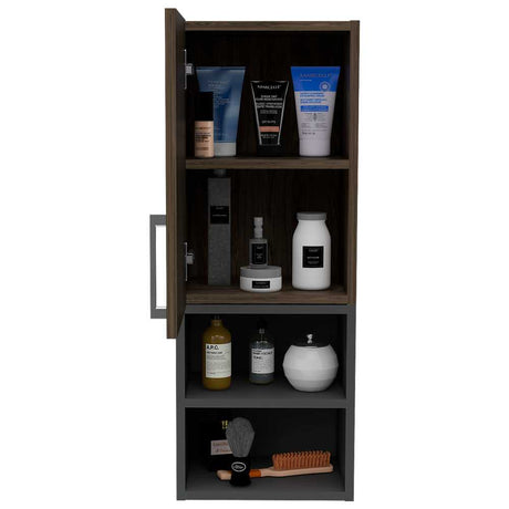 Gabinete de Baño Madrid Coñac y Plomo 30x80cm Rectangular con Dos Entrepaños - Gabinetes | Bylmo