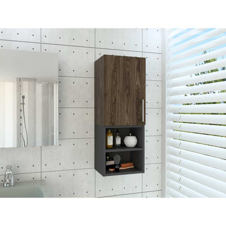 Gabinete de Baño Madrid Coñac y Plomo 30x80cm Rectangular con Dos Entrepaños - Gabinetes | Bylmo