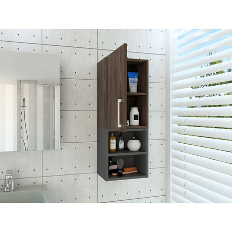 Gabinete de Baño Madrid Coñac y Plomo 30x80cm Rectangular con Dos Entrepaños - Gabinetes | Bylmo