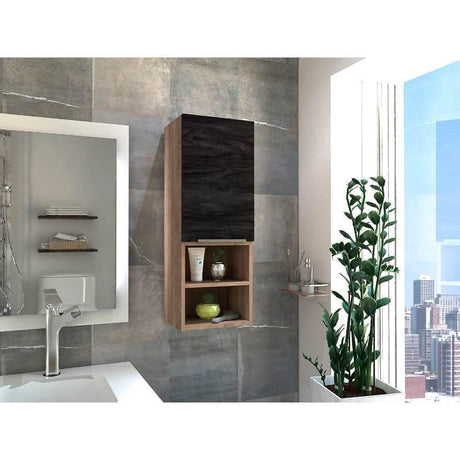 Mueble Auxiliar Mila Sombra y Miel 30 cm con Una Puerta y Entrepaños - Gabinetes | Bylmo