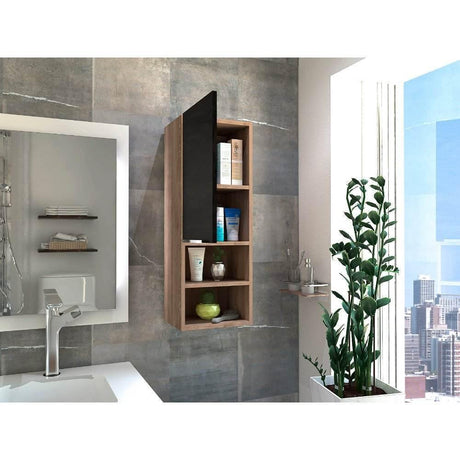 Mueble Auxiliar Mila Sombra y Miel 30 cm con Una Puerta y Entrepaños - Gabinetes | Bylmo