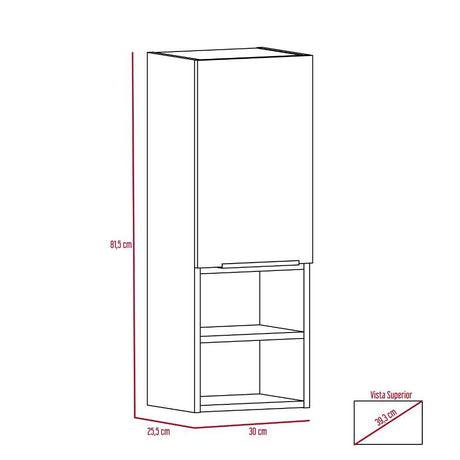 Mueble Auxiliar Mila Sombra y Miel 30 cm con Una Puerta y Entrepaños - Gabinetes | Bylmo