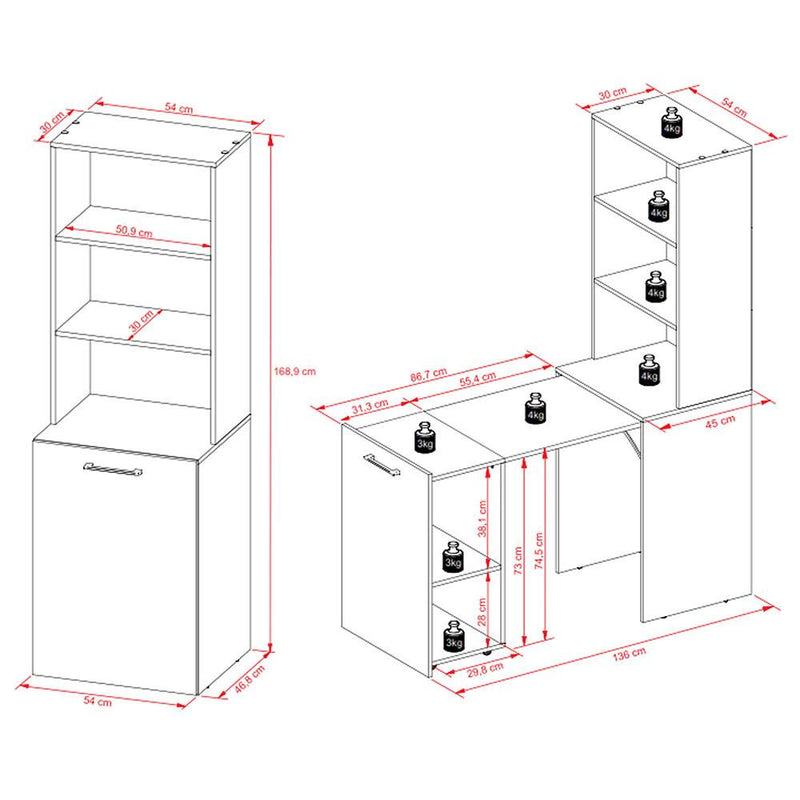 Mueble Auxiliar Boston Negro 136 cm Transformable