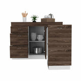 Mueble Auxiliar de Cocina Grecia Coñac 116 cm con Tres Cajones, un Cajón Grande y un Cajón Móvil - Barras y Muebles Auxiliares | Bylmo