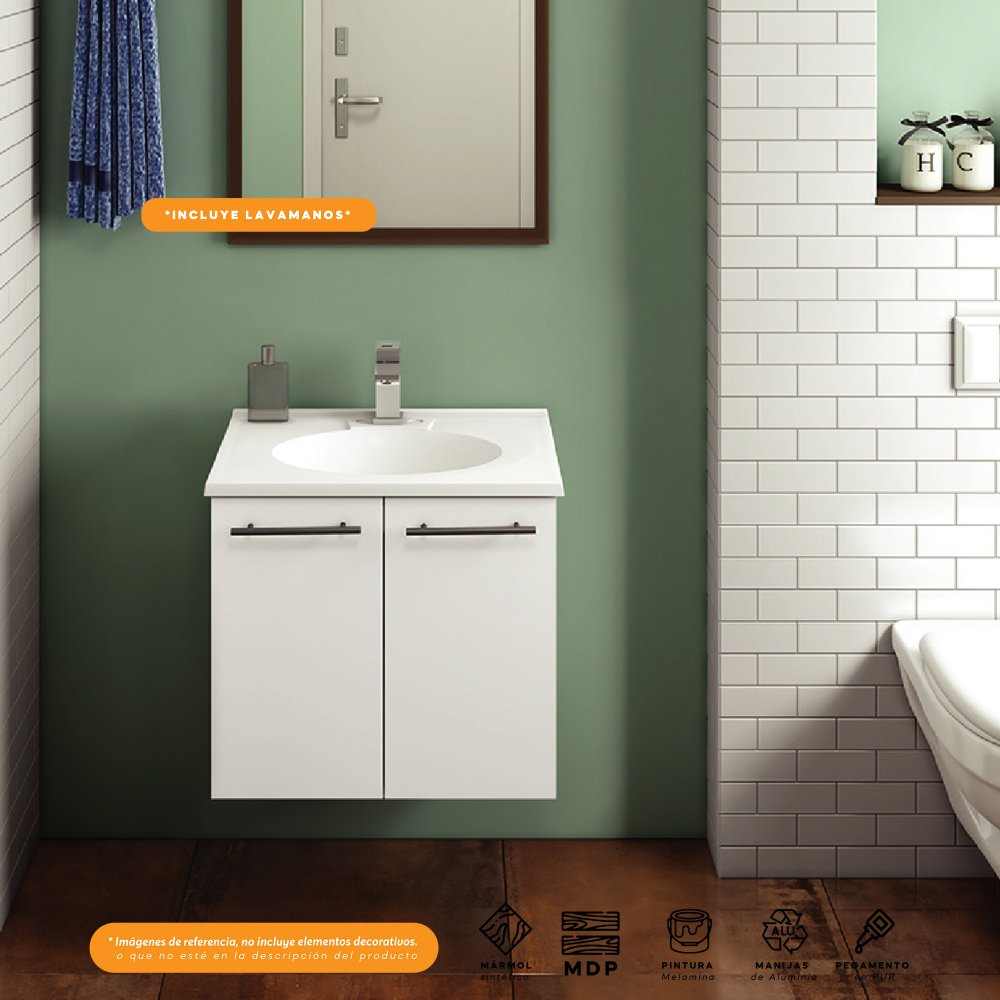 Mueble Atlanta Blanco 62 cm con Dos Puertas - Gabinetes | Bylmo