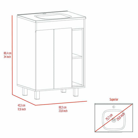 Mueble Meka Blanco 60 cm con Dos Puertas y Entrepaños - Gabinetes | Bylmo