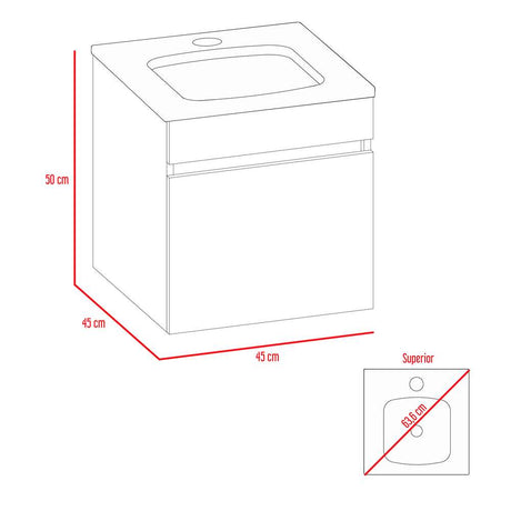 Mueble Primavera Roble Gris 45 cm con Una Puerta - Gabinetes | Bylmo