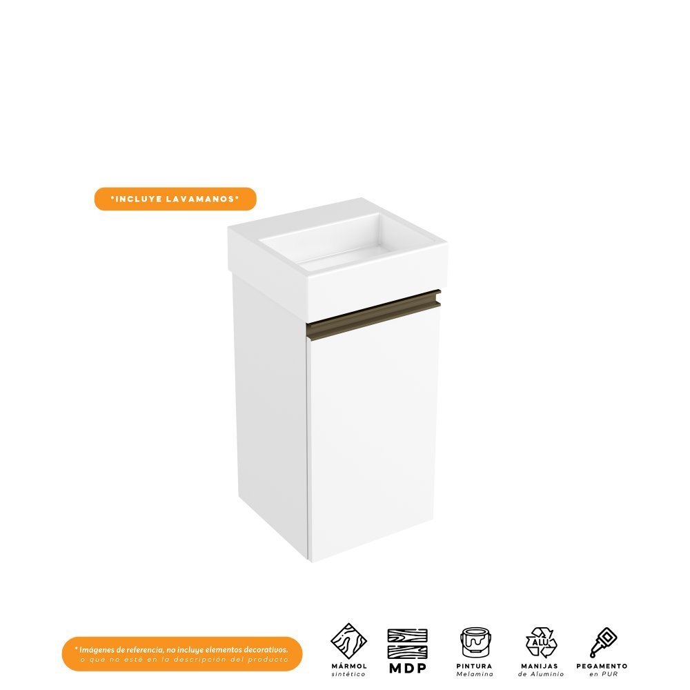 Mueble Santiago Blanco 30 cm con Puerta - Gabinetes | Bylmo