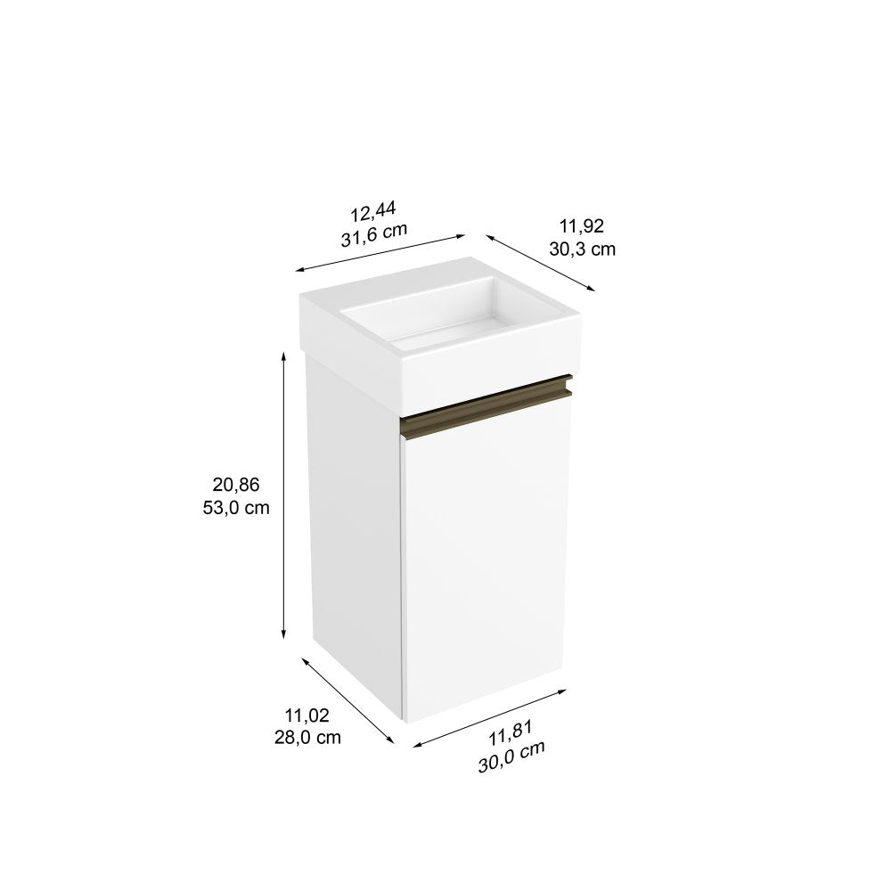 Mueble Santiago Blanco 30 cm con Puerta - Gabinetes | Bylmo