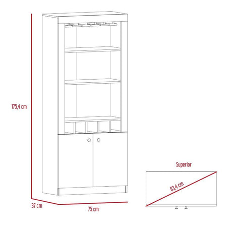 Bar Montenegro Caramelo 75 cm con Dos Puertas - Bares | Bylmo