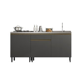 Mueble Inferior Santiago Grafito 180 cm Derecha con Mesón - Cocinas | Bylmo