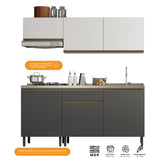 Mueble Inferior Santiago Grafito 180 cm Derecha con Mesón - Cocinas | Bylmo