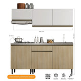 Mueble Inferior Santiago Macadamia 180 cm Derecha con Mesón - Cocinas | Bylmo