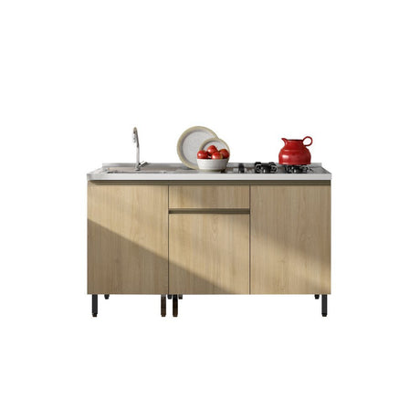 Mueble Inferior Santiago Macadamia 150 cm Izquierda con Mesón - Cocinas | Bylmo