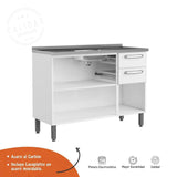 Mueble Inferior Blanco 120 cm con Mesón - Cocinas | Bylmo