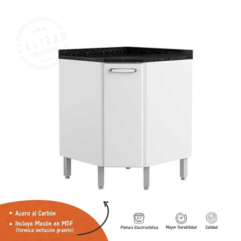 Mueble cocina alto esquinero hidrófugo blanco 700x600x330mm