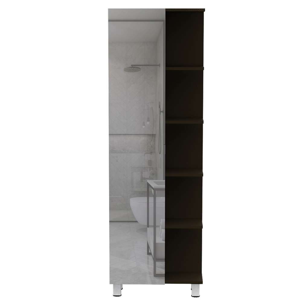 Mueble para Baño Esquinero Urano Wengue 52.2x158cm sin Cajones y con Cuatro Entrepaños - Gabinetes | Bylmo