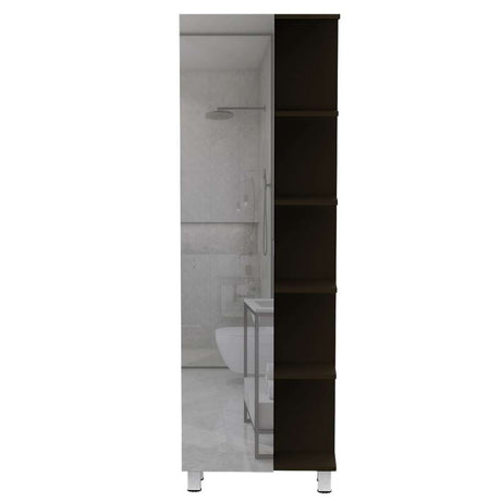 Mueble para Baño Esquinero Urano Wengue 52.2x158cm sin Cajones y con Cuatro Entrepaños - Gabinetes | Bylmo