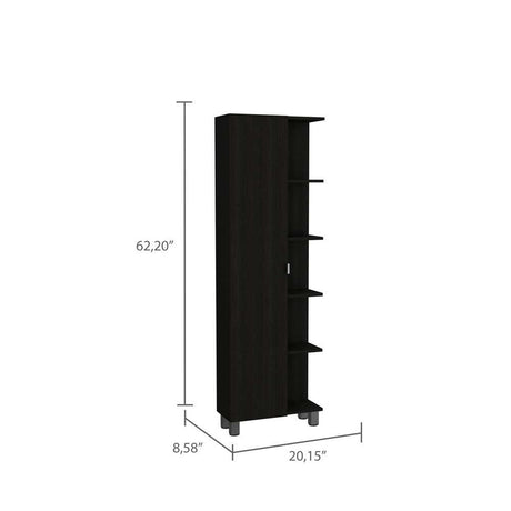 Mueble para Baño Esquinero Urano Wengue 51.2x158cm sin Cajones y con Cuatro Entrepaños - Gabinetes | Bylmo