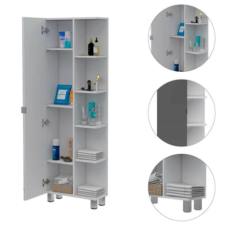 Mueble para Baño Esquinero Urano Plus Blanco 51.2x158cm sin Cajones y con Cuatro Entrepaños - Gabinetes | Bylmo