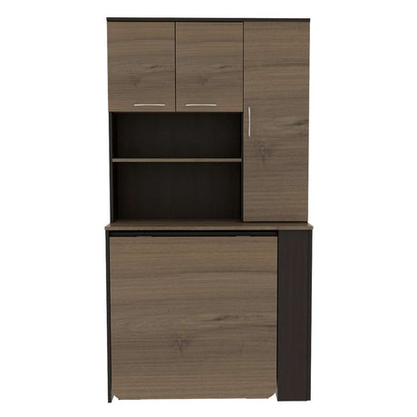 Mueble Transformable Optimus Cafe Expreso y Wengue 90 cm con Tres Puertas sin Sillas - Muebles Organizadores | Bylmo