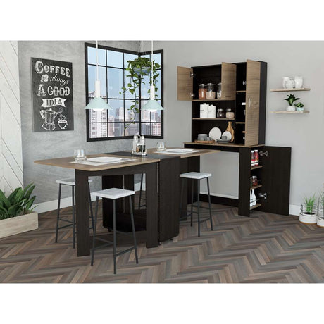 Mueble Transformable Optimus Cafe Expreso y Wengue 90 cm con Tres Puertas sin Sillas - Muebles Organizadores | Bylmo