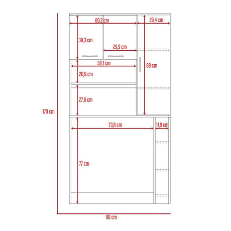 Mueble Transformable Optimus Cafe Expreso y Wengue 90 cm con Tres Puertas sin Sillas - Muebles Organizadores | Bylmo