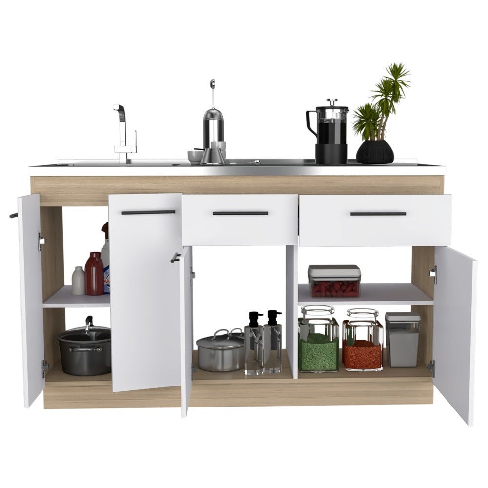 Mueble Inferior Belmira Rovere y Blanco 150 cm - Cocinas | Bylmo
