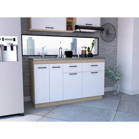 Mueble Inferior Belmira Rovere y Blanco 150 cm - Cocinas | Bylmo