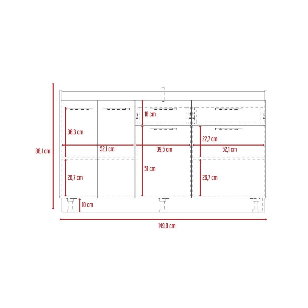 Mueble Inferior Belmira Rovere y Blanco 150 cm - Cocinas | Bylmo