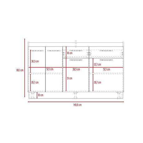 Mueble Inferior Belmira Rovere y Blanco 150 cm - Cocinas | Bylmo