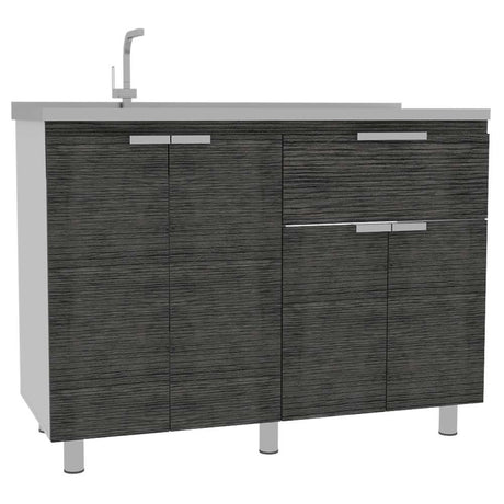Mueble Inferior Fendi Roble Gris 120x88cm con Mesón de Acero Inoxidable y con Pozuelo Para Izquierdo O Derecho - Cocinas | Bylmo