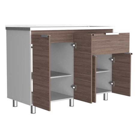 Mueble Inferior Izquierda Fendi Castaño 120 cm con Mesón - Cocinas | Bylmo