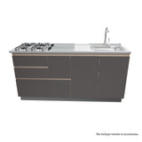 Mueble Inferior Ferno sin Mesón Arena y Plomo 179 cm con Dos Puertas y Tres Cajones - Muebles Inferiores | Bylmo