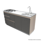 Mueble Inferior Ferno sin Mesón Arena y Plomo 179 cm con Dos Puertas y Tres Cajones - Muebles Inferiores | Bylmo