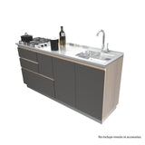 Mueble Inferior Ferno sin Mesón Arena y Plomo 179 cm con Dos Puertas y Tres Cajones - Muebles Inferiores | Bylmo