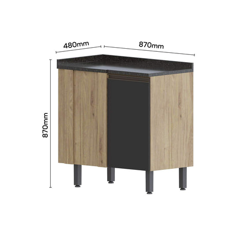 Mueble Inferior Madera 87x87cm con Mesón de Madera y sin Pozuelo - Muebles Inferiores | Bylmo