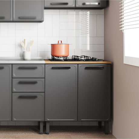 Mueble Inferior Maqui sin Mesón con Dos Puertas Gris 80 cm - Muebles Inferiores | Bylmo