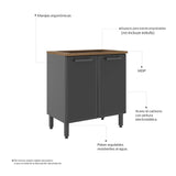 Mueble Inferior Maqui sin Mesón con Dos Puertas Gris 80 cm - Muebles Inferiores | Bylmo