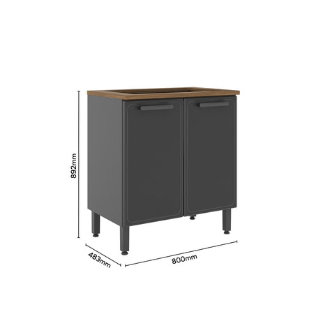 Mueble Inferior Maqui sin Mesón con Dos Puertas Gris 80 cm - Muebles Inferiores | Bylmo