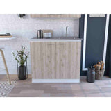 Mueble Inferior Napoles Blanco y Ceniza 100x90cm con Mesón de Acero Inoxidable y con Pozuelo Lado Derecho - Muebles Inferiores | Bylmo