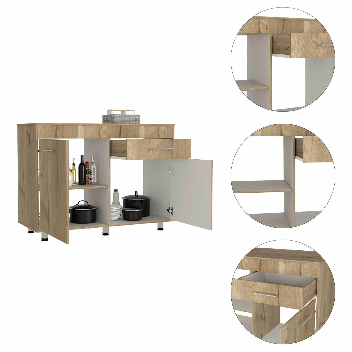 Mueble Inferior Orion con Un Cajón y Almacenamiento Duna 120 cm Sin Meson, Sin Horno - Muebles Inferiores | Bylmo