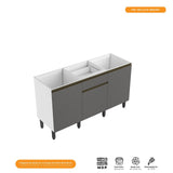 Mueble Inferior Santiago Grafito 150x88cm con Mesón de Madera y sin Pozuelo - Cocinas | Bylmo
