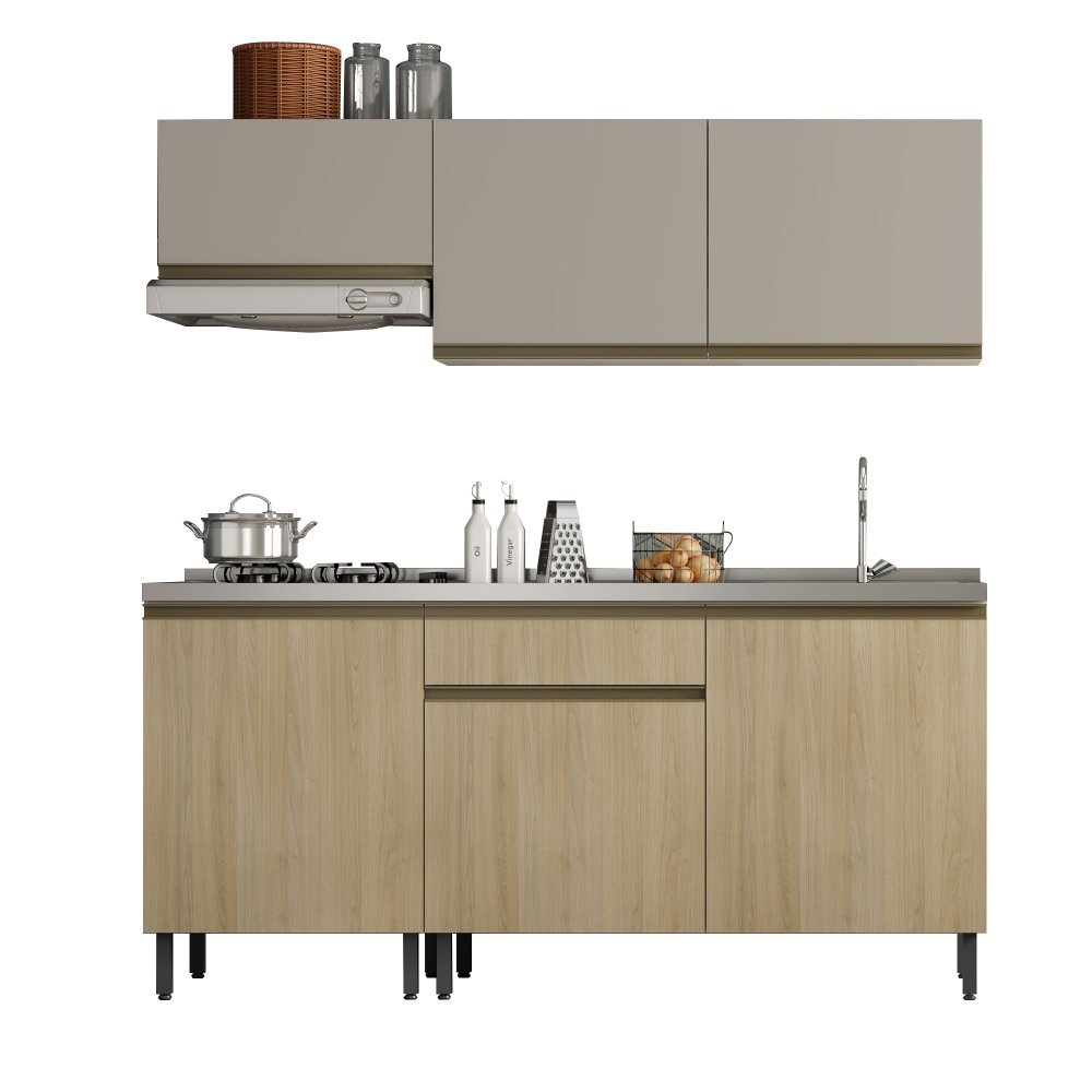 Mueble Inferior Santiago Macadamia 180 cm sin Mesón - Cocinas | Bylmo